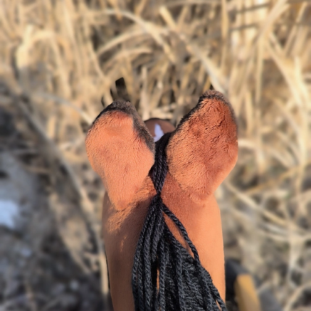 Hobby horse gniady realistyczny konik na kiju A3