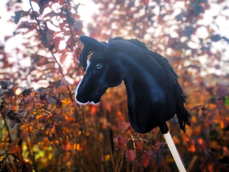 Hobby horse kary czarny realistyczny A3 ogłowie
