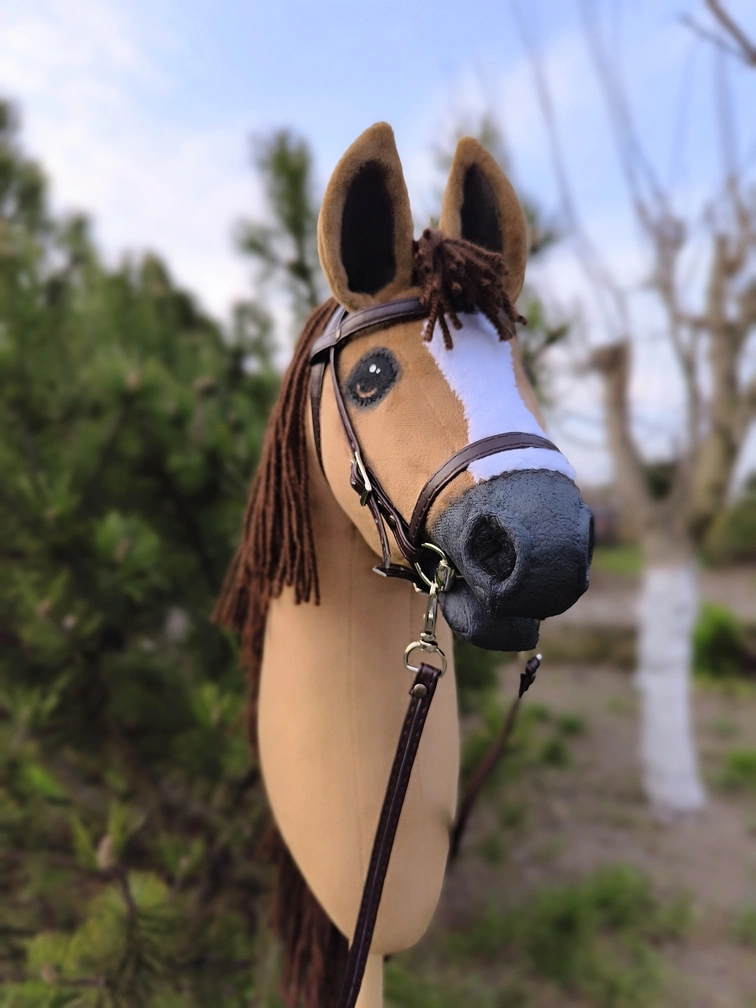 Hobby horse kasztanek realistyczny mustang + OGŁOWIE