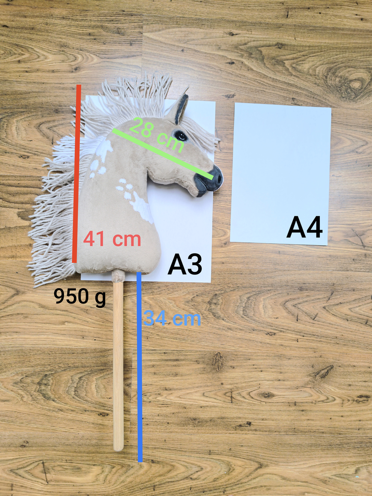 Hobby horse izabelowaty realistyczny konik na kiju A3
