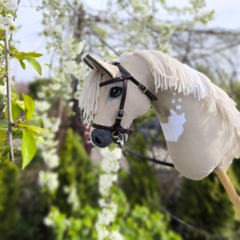 Hobby horse izabelowaty realistyczny konik na kiju A3 OGŁOWIE