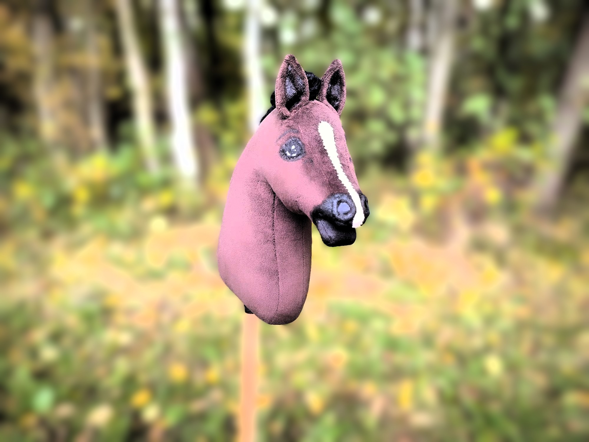 Hobby horse gniady realistyczny konik na kiju A4