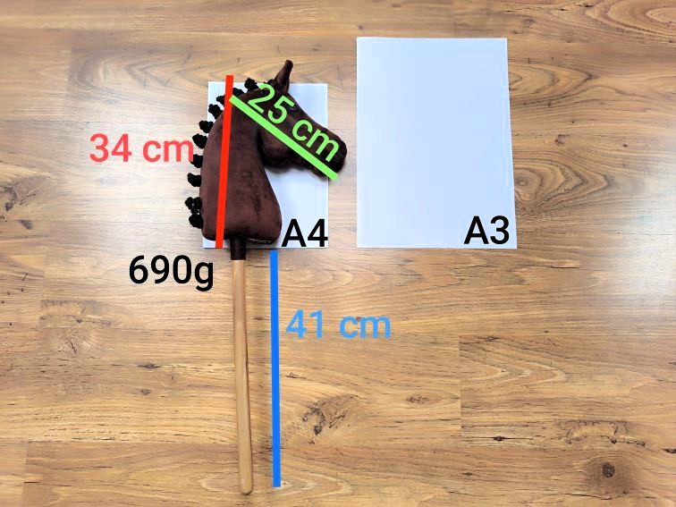 Hobby horse gniady realistyczny konik na kiju A4