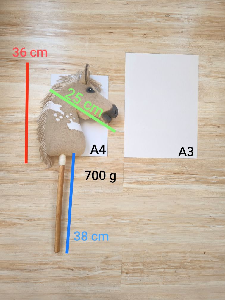 Hobby horse izabelowaty realistyczny konik na kiju A4