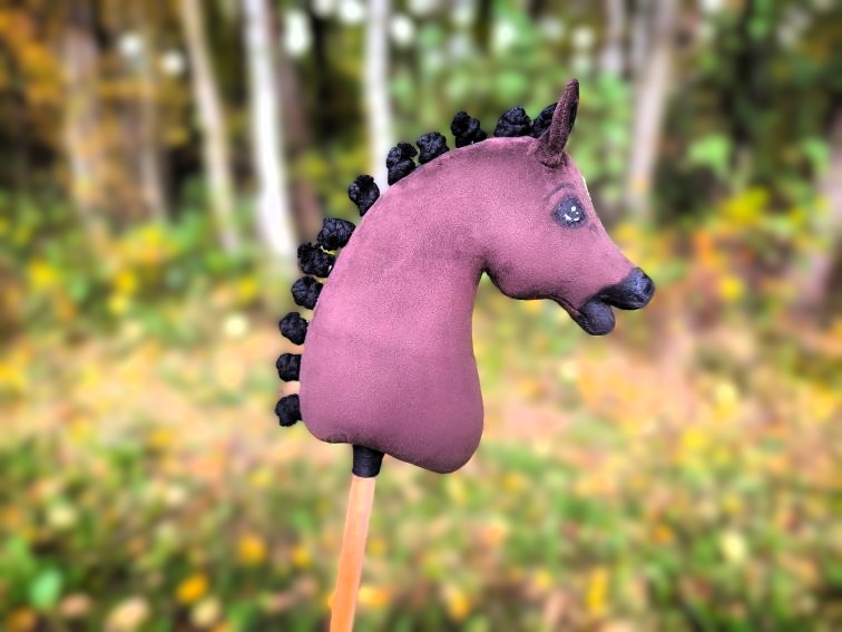 Hobby horse gniady realistyczny konik na kiju A4