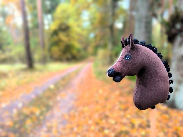 Hobby horse gniady realistyczny konik na kiju A4